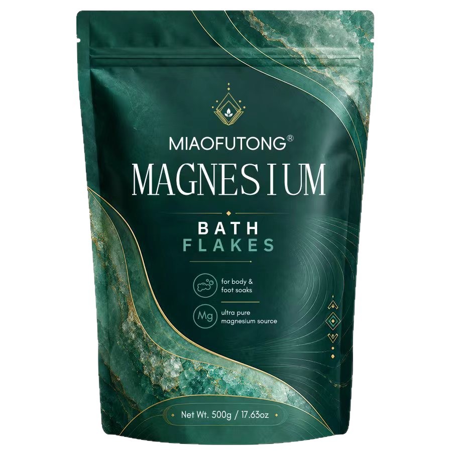 Bath Salts Magnesium - Mineralisches Magnesium-Badesalz 500g, Lindert Müdigkeit, Magnesiumchlorid-Flocken