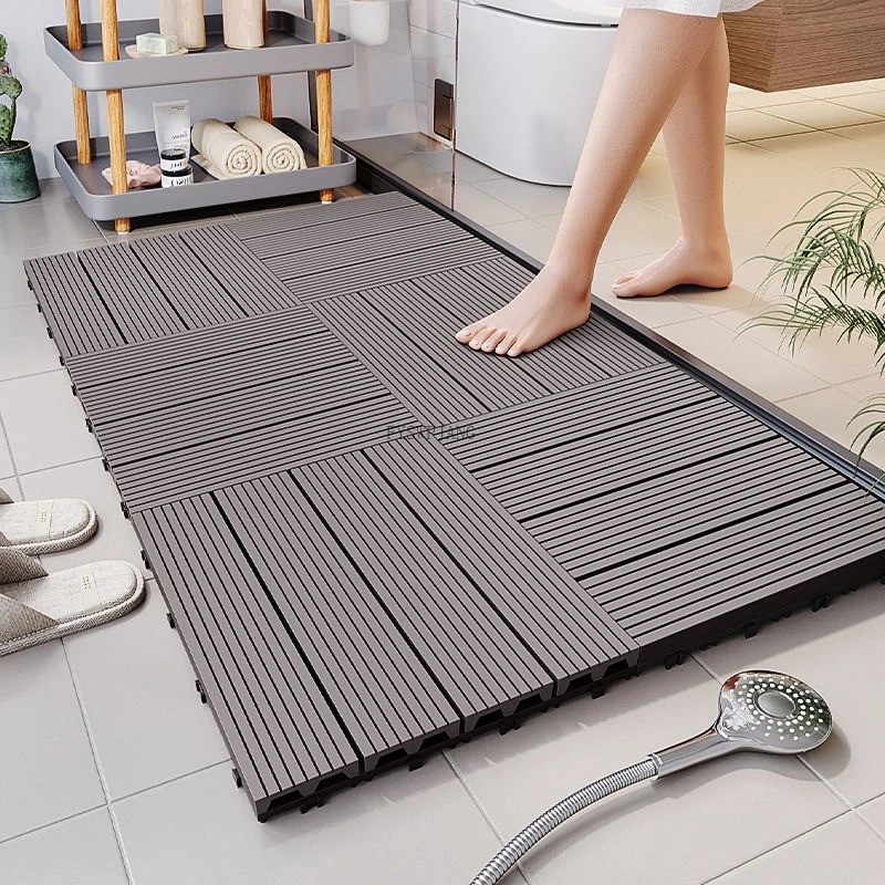 Bamboo Bath Mat - Simulierte Ökologische Holz-Spleißmatte Feuchtigkeitsbeständige Erhöhte Rutschfeste