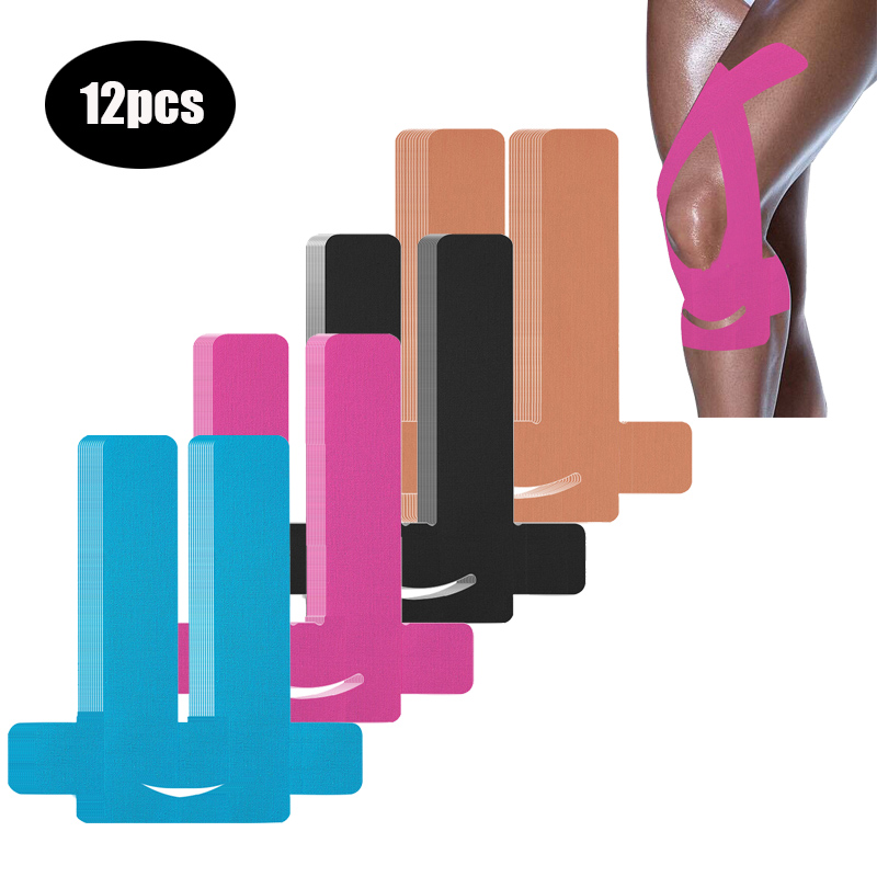 Sports Taping Precut - 6/12 Stück vorgeschnittenes Kinesiologie-Tape für Knie,