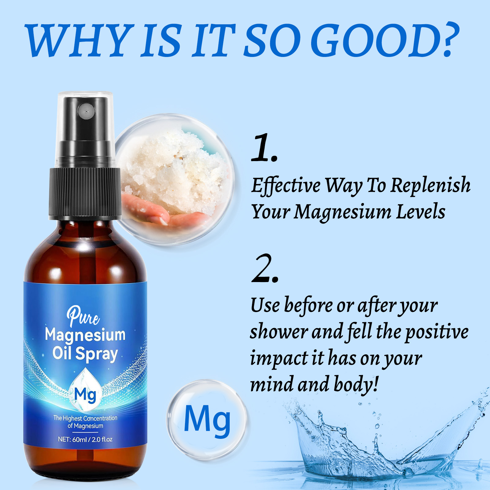 Natürliches Magnesiumöl 60 ml  – Bath Salts Magnesium Bewertung und Preis